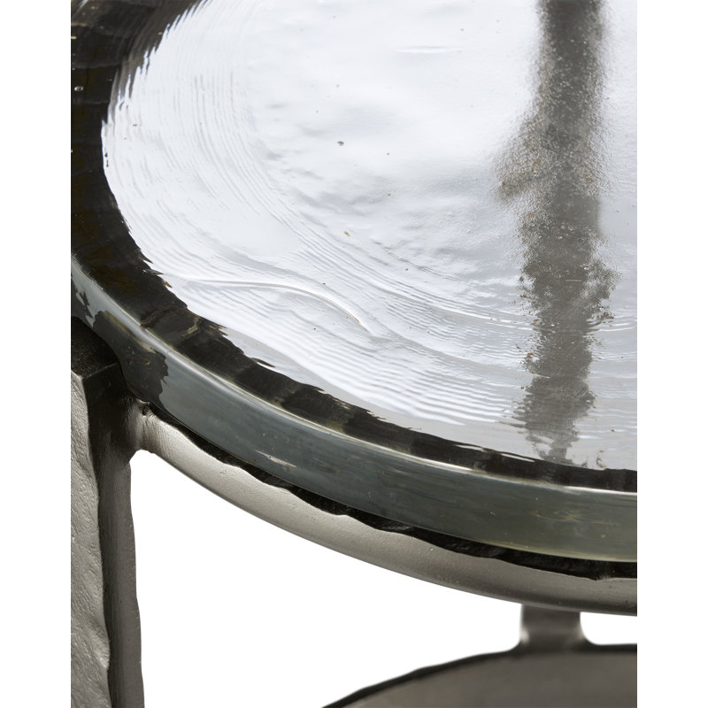 Acea Glass End Table, Graphite, 23.5" H x 12" W x 12" D