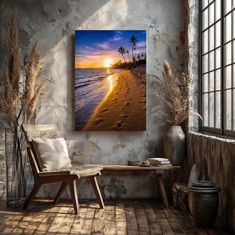 Reproduction d'art sur toile, "Sunset with Sunset", H 12 po x l 9 po