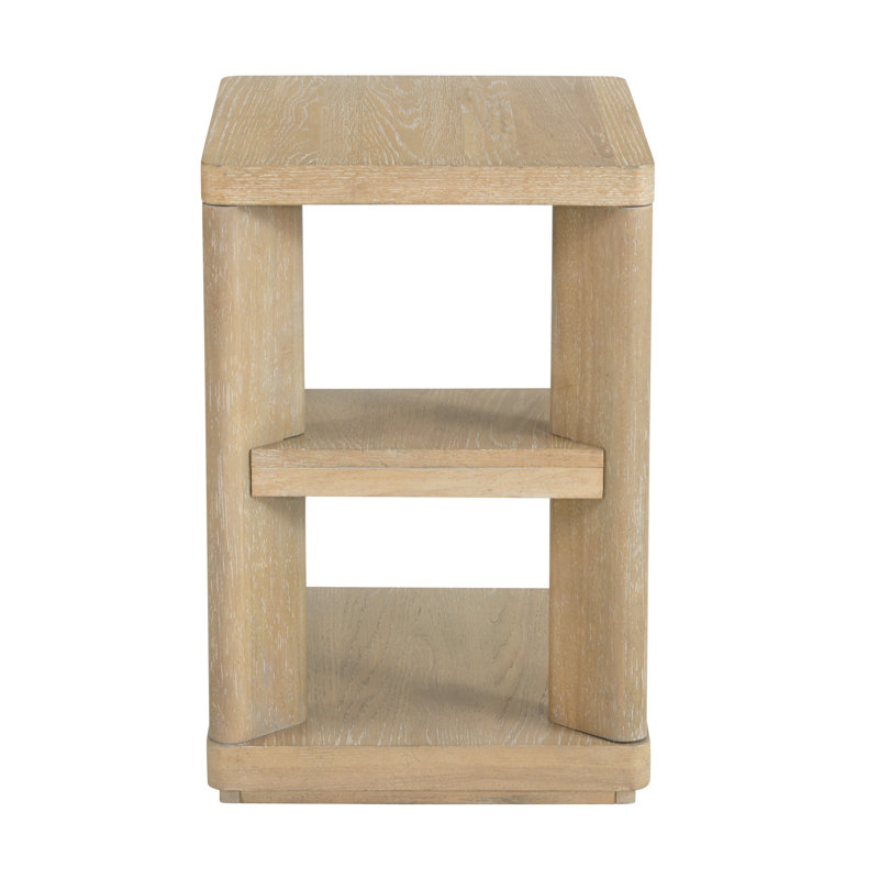 Ashal 24" High Coastal Chairside Table in Beige with Two Shelves