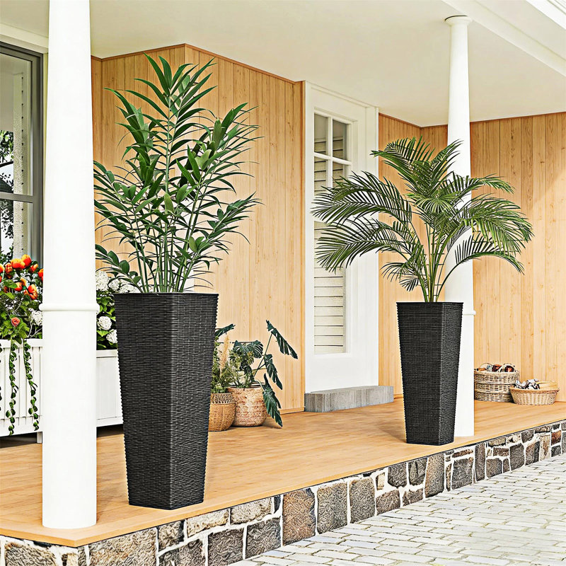 Ensemble de 2 pots à fleurs hauts, Noir