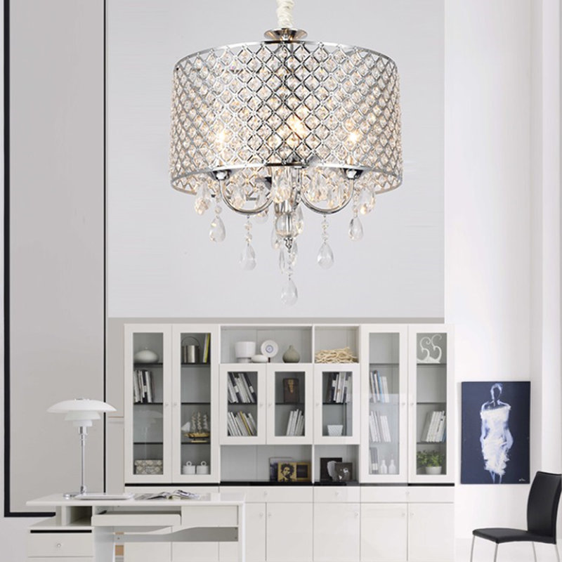 Adarious 4 - Light Dimmable Drum Chandelier, 19.88" H x 16.92" Wx 16.92" D, Chrome