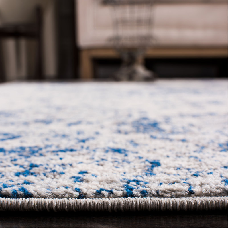 Harty Oriental White/Royal Blue Area Rug, Runner 2'3" x 14'