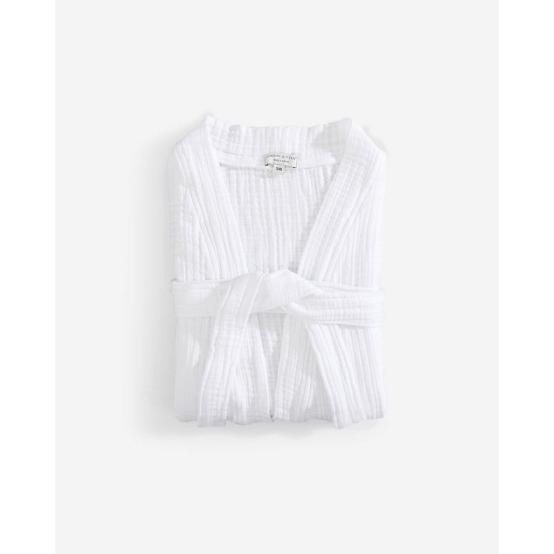 Kimono en mousseline de coton, Blanc, L