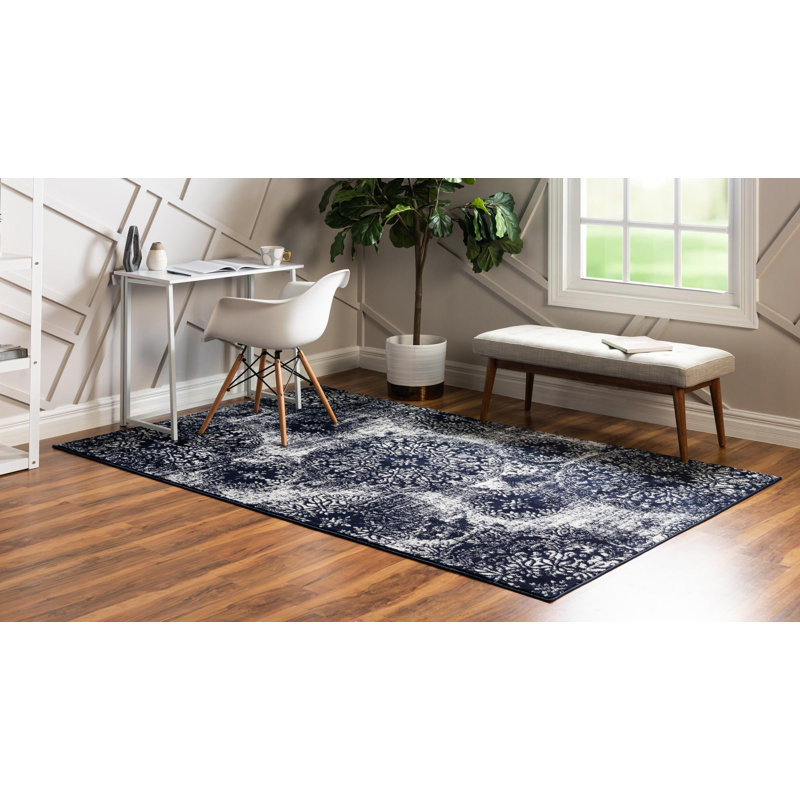 Tapis floral Brandt, Rectangle 4 pi 1 po x 6 pi 1 po, Marine