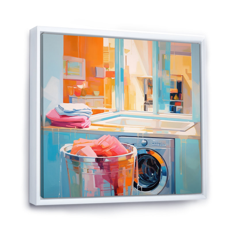 Blanchisserie, "Abstract Reflections I" sur toile, H 30 po x l 30 po x P 1 po, Cadre flottant blanc