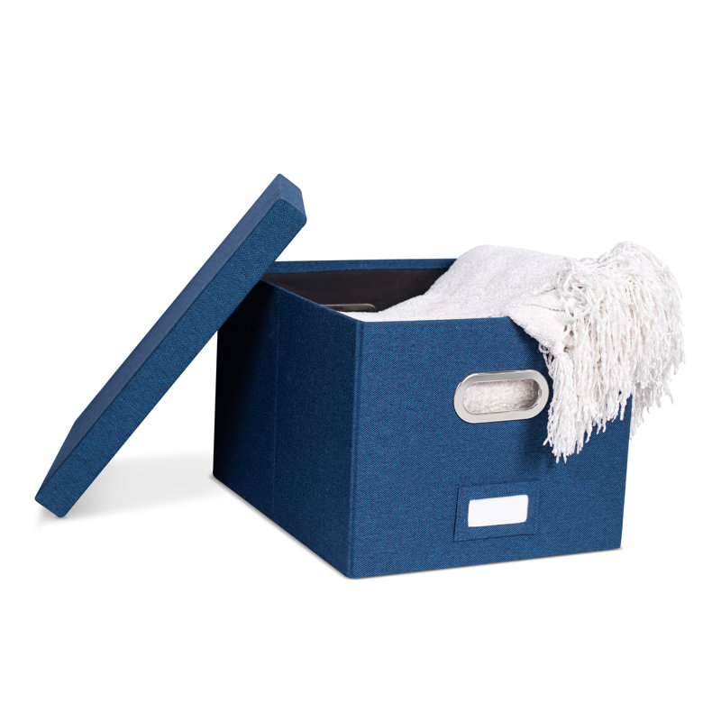 Internet's Best Collapsible File Storage Fabric Box, Navy, 1