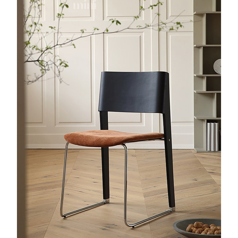 Chaise de salle à manger simple et rétro, Brun, Noir