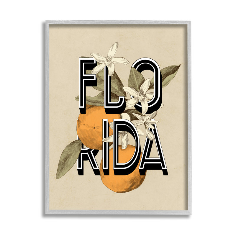 Florida Orange Blossoms State, Floride, H 30 po x l 24 po x P 1,5 po, Estampe numérique Farmhouse