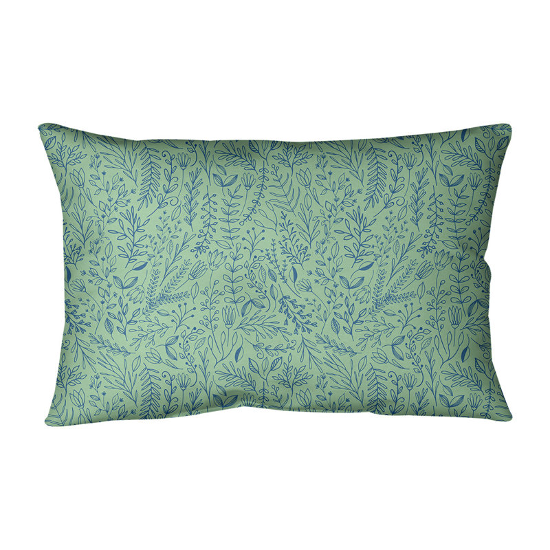 Coton rectangulaire Katelyn Elizabeth Ditsy, Bourre en polyester, Vert / bleu