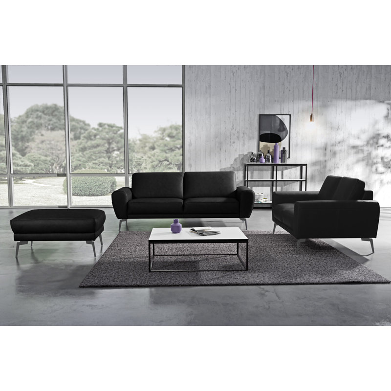 Kilmarnock Genuine Leather 3-seater Sofa, Black