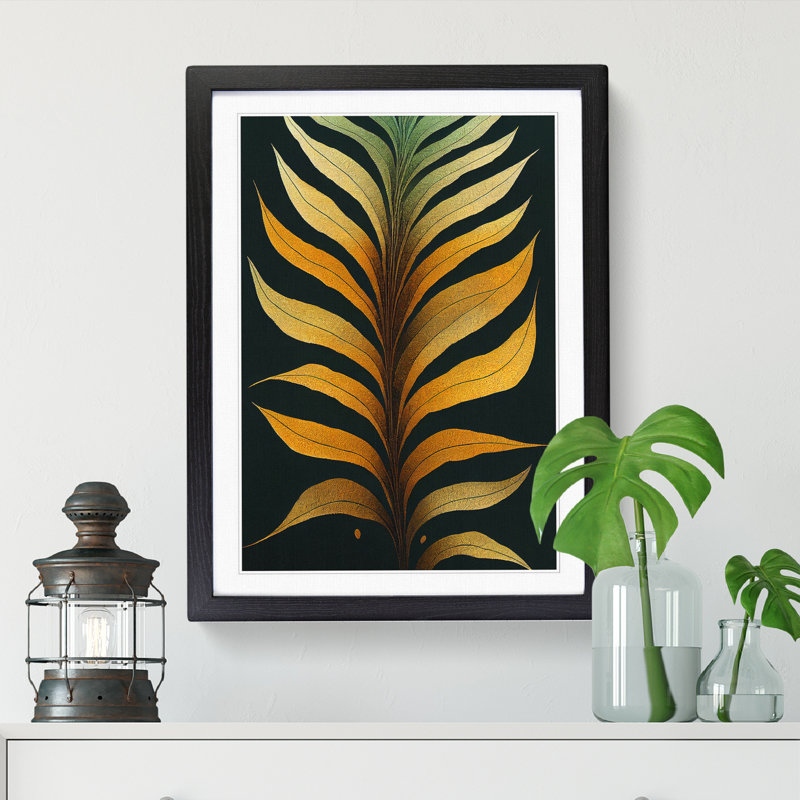 Aanisah Fern Leaf Classic Art Vol.6 - Picture Frame Print, 46cm H x 34cm W x 2cm D, Walnut