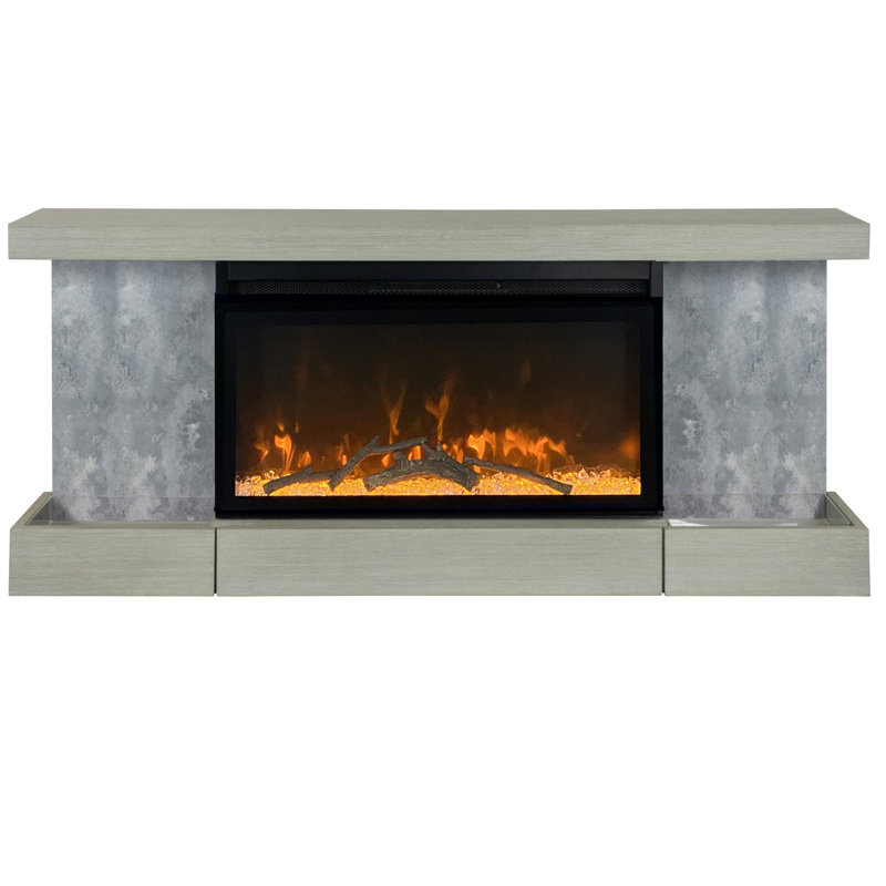 48'' W Gray Electric Electric Fireplace Mantel with 5000 BTU