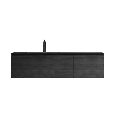 Heszler 60 po L x 23 po P 2 tiroirs Meuble-lavabo mural avec évier simple et Comptoir en Cendre foncée