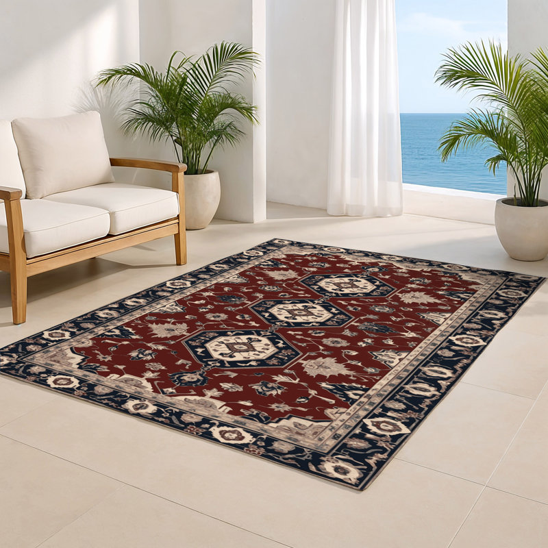 Tapis d'intérieur et d'extérieur noir Persian, Rectangle 4pi x 6 pi