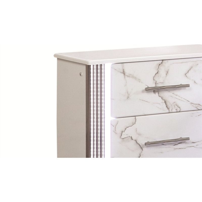 Table de chevet Desire - Façades de tiroirs inspirées du marbre (comprend seulement la table de chevet)
