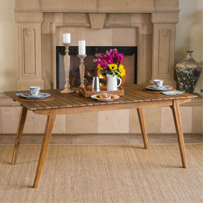 Table de salle à manger d'extérieur en bois massif de 69 po