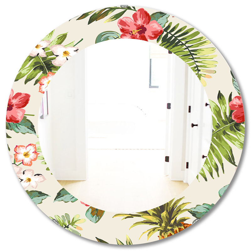 Miroir mural tropical bohème et éclectique, H 31,5 po x l po