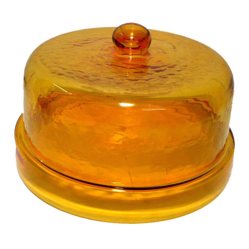Dôme en verre recyclé avec plaque, 7,5 po x 11,5 po x 11,5 po, Jaune