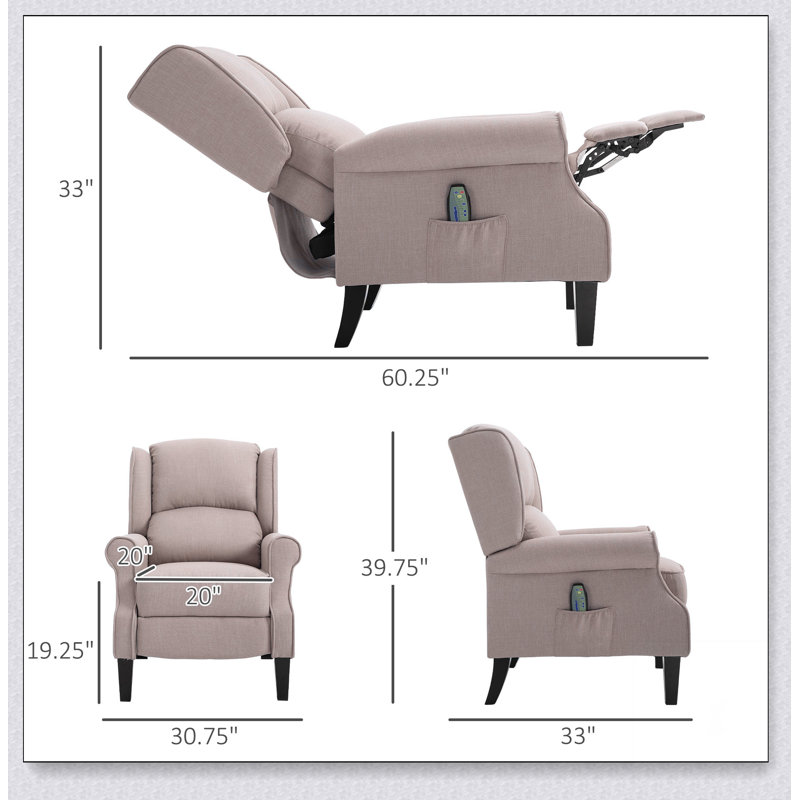 Massage Recliner Sofa with Heat Function, Remote Control,