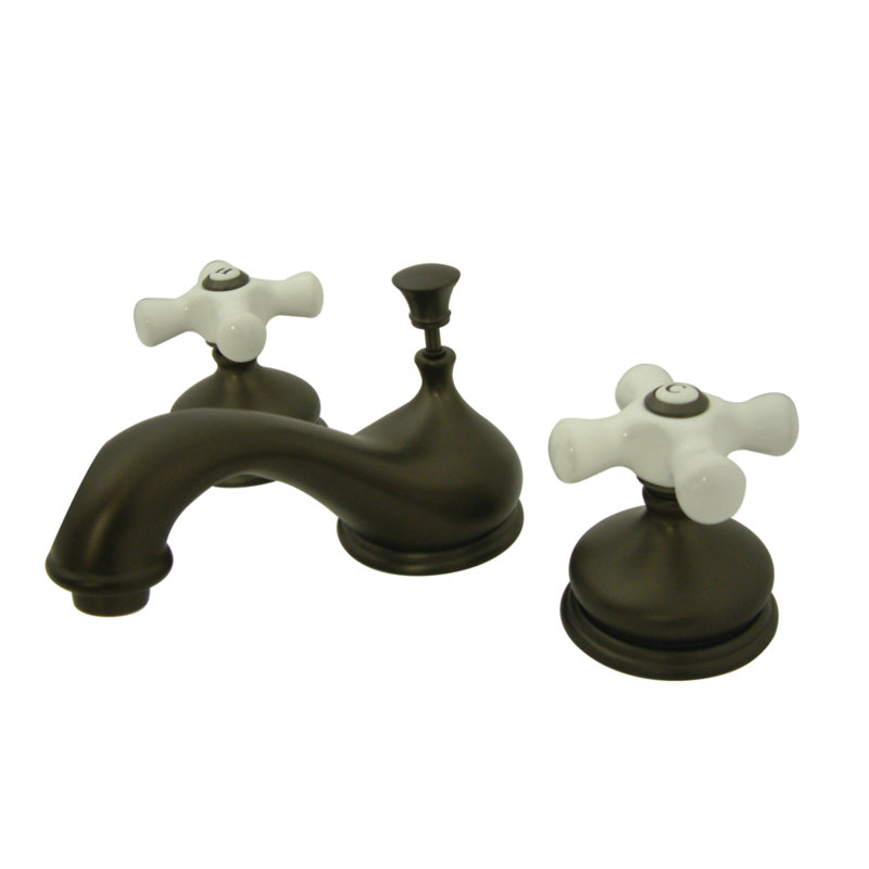 Widespread Bathroom Faucet with Double Porcelain Cross Handles, Oil Rubbed Bronze