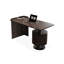 Bureau rectangulaire en bois massif et en bois manufacturé noir avec 2 tiroirs-109555049