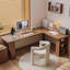 Bureau d'écriture en bois massif en L de couleur châtaignier clair-685097930-685097935