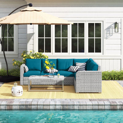 Newhaven Wicker 6 - Person Modular Patio Conversation Set with Cushions