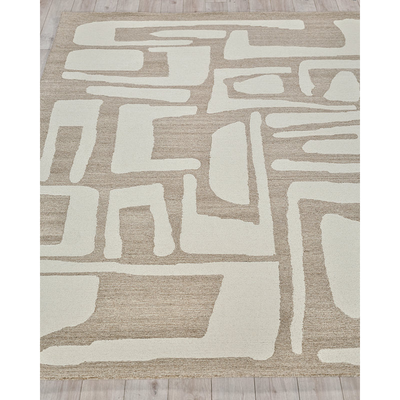 Exquisite Rugs Carmel Handmade Hand-Tufted New Zealand Wool On Canvas Camel/Ivory Area Rug, Rectangle 10' x 14'