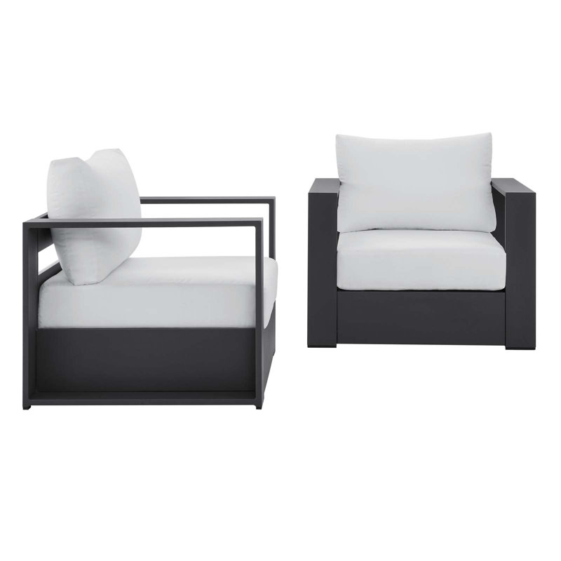 Ensemble de fauteuils d'extérieur en aluminium thermolaqué Tahoe par Modway, Blanc, gris