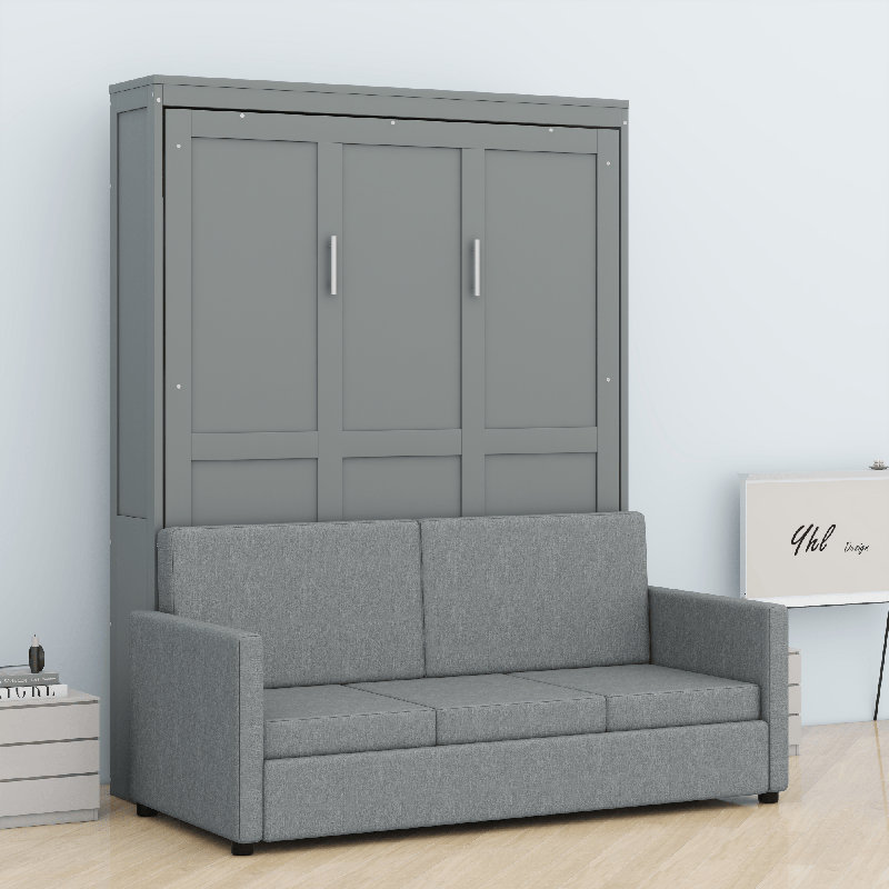 Lit escamotable mural Murphy avec coussin, Gris