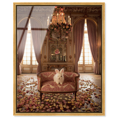 Décoration murale encadrée Fluffy Bunny II par Notoriart, cadre doré, 20 x 24