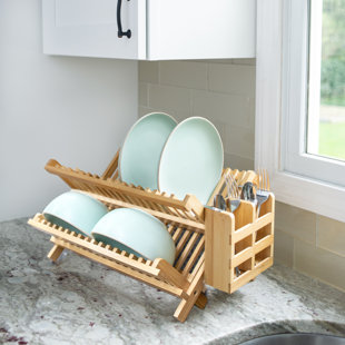 Adjustable Bamboo Two Tier Dish Rack