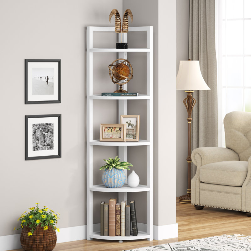 Bibliothèque de coin en bois H 59 po x l 11,81 po, Blanc