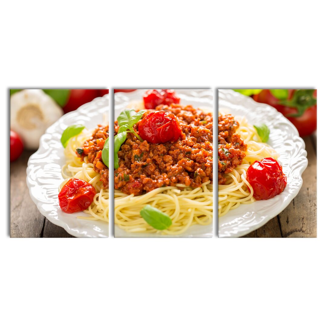 3-tlg. Leinwandbilder-Set Spaghetti Bolognese on a Plate