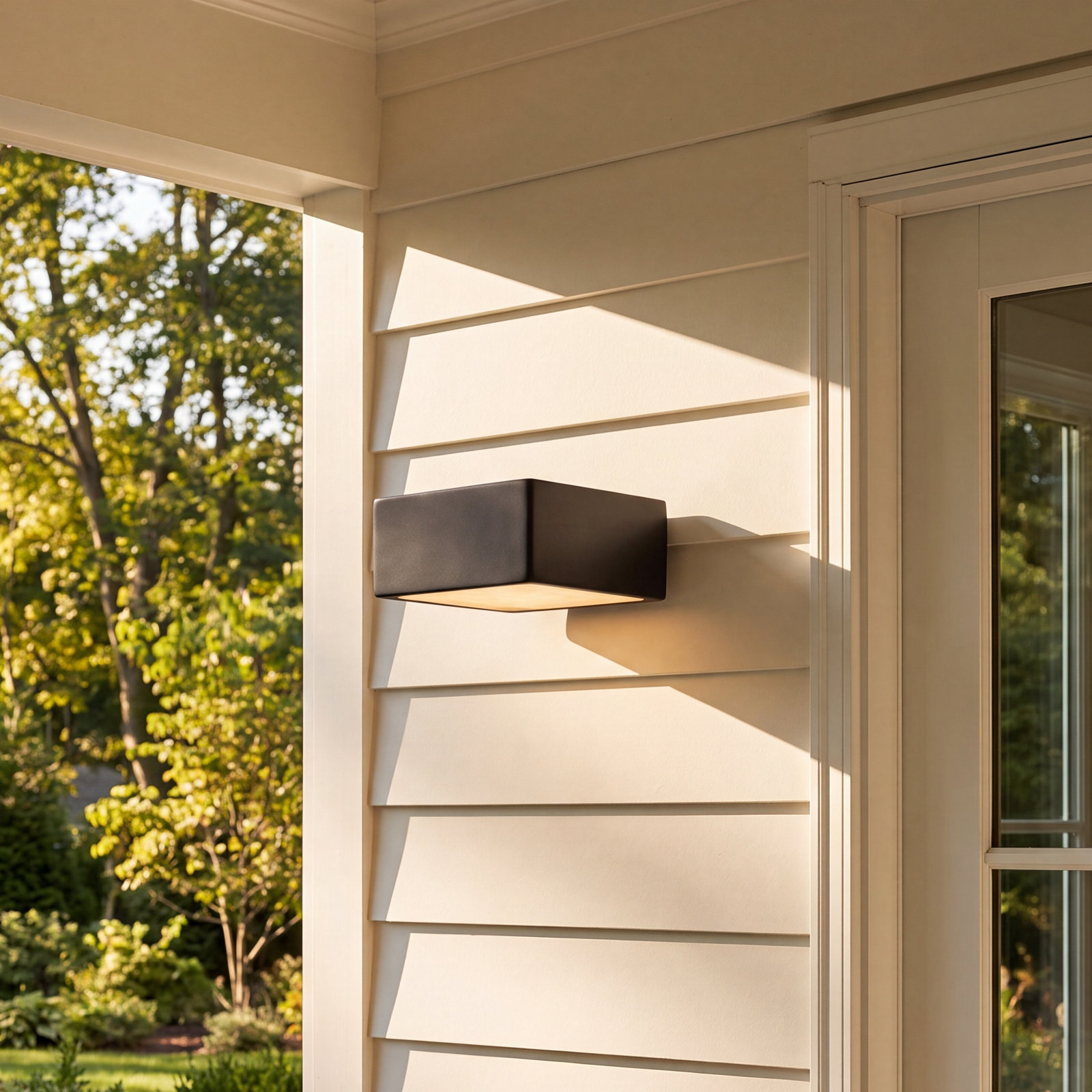 Leni Square LED Outdoor Flush Mount, Carbon Matte Black