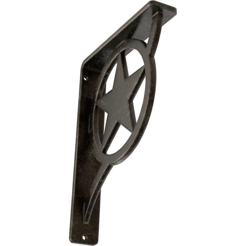 Support en fer forgé Austin, H 8 po x l 1,5 po x P 5,5 po, Argenté antique chaleureux