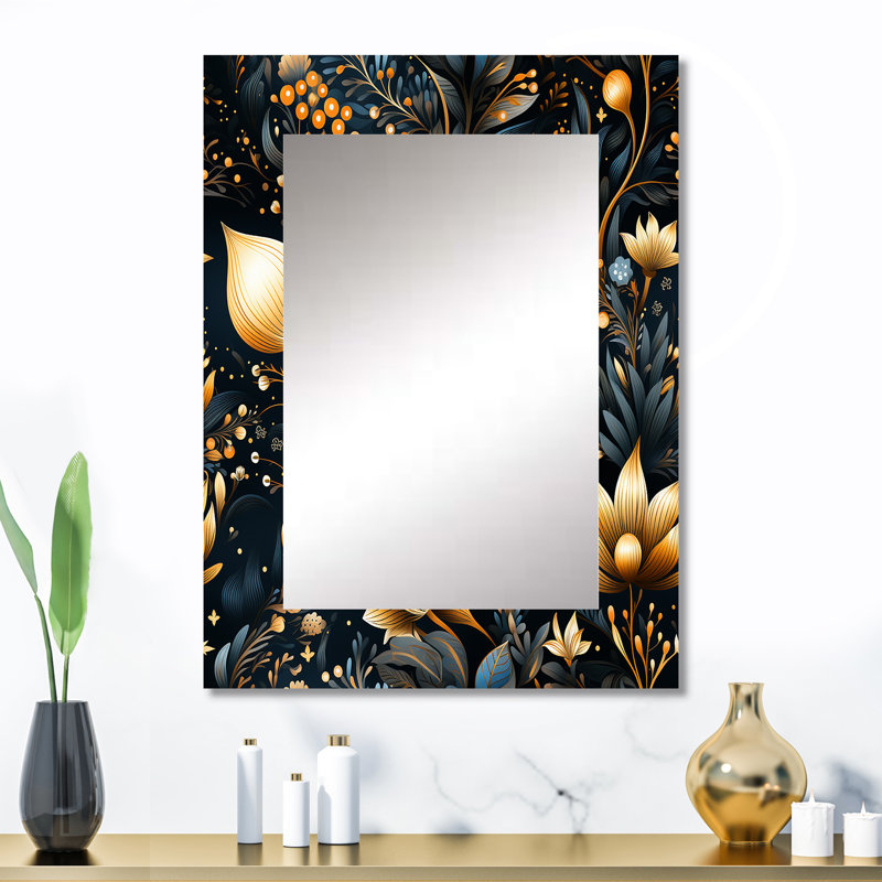 Blatt - Blue Wall Mirror Decor, 32 po x 24 po