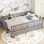 Base de lit plateforme convertible avec garde-corps, conception en bois massif pour une chambre à coucher flexible et sécuritaire-1248274072-1248274075