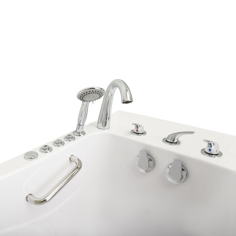 Ella Capri 30"x52" Acrylic Air and Hydro Massage and Heated Seat Walk-In Bathtub with Right Outward Swing Door, 5 Piece Fast Fill Faucet, 2" Dual Drain