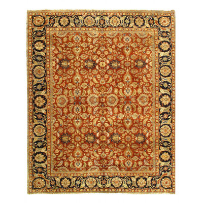Tapis brun en laine d'agneau rectangulaire unique 8 pi 2 po x 10 pi 1 po Jaini