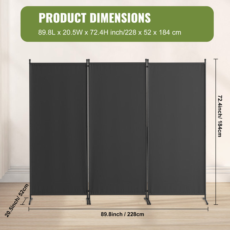 Cloison, 3 cloisons et écrans d'intimité pliables, cloisons de séparation en tissu pour bureau, chambre à coucher, salle à manger, bureau, autoportant, gris