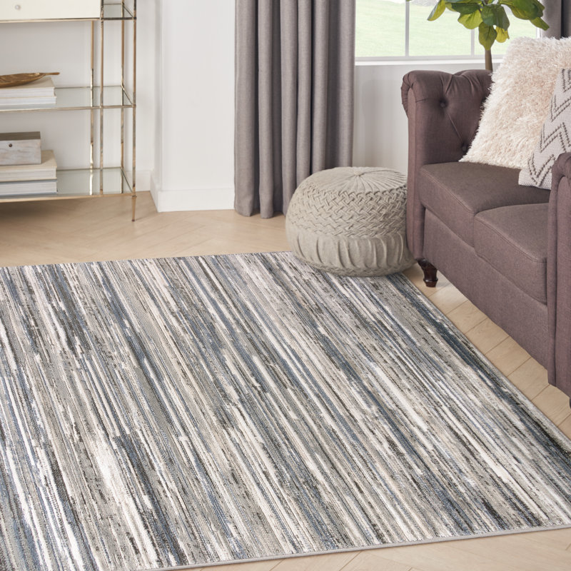 Tapis abstrait en polyester / polypropylène tissé à la machine Cynai, Rectangle 3 pi 11 po x 5 pi 11 po