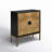 Ewalt Bronze Wood Relief Ripple Design 1 Shelf and 2 Door Cabinet with Crescent Moon Handles
