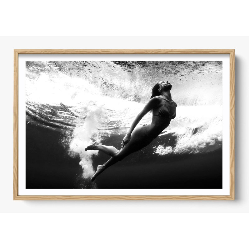 "Just Breathe B/W", Framed Print with Mat, Natural Wood, 26" H x 38" W