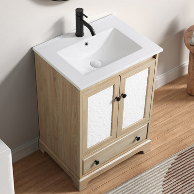 Meuble-lavabo avec lavabo en céramique à 1 tiroir American Design