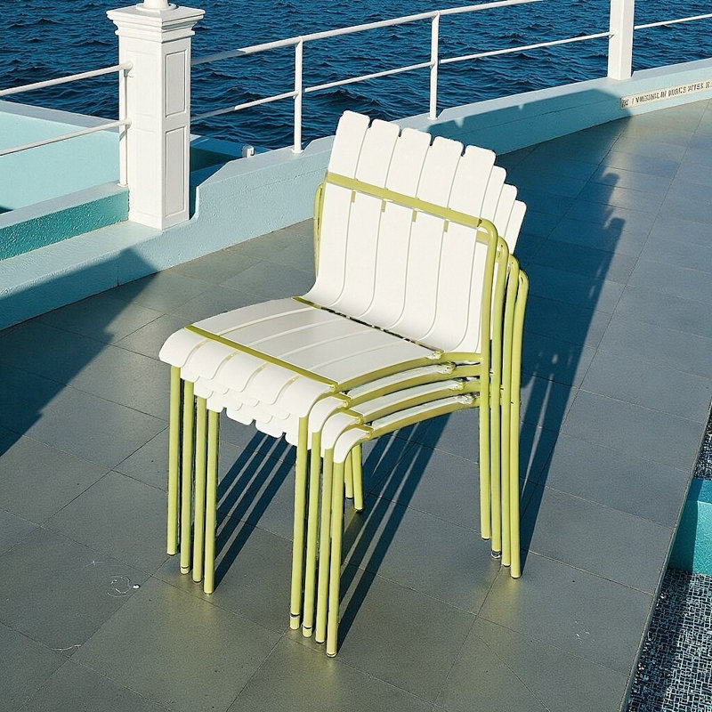 Ensemble de 4 chaises à blocs de couleur à rayures modernes - Ensemble de sièges intérieur / extérieur toutes saisons
