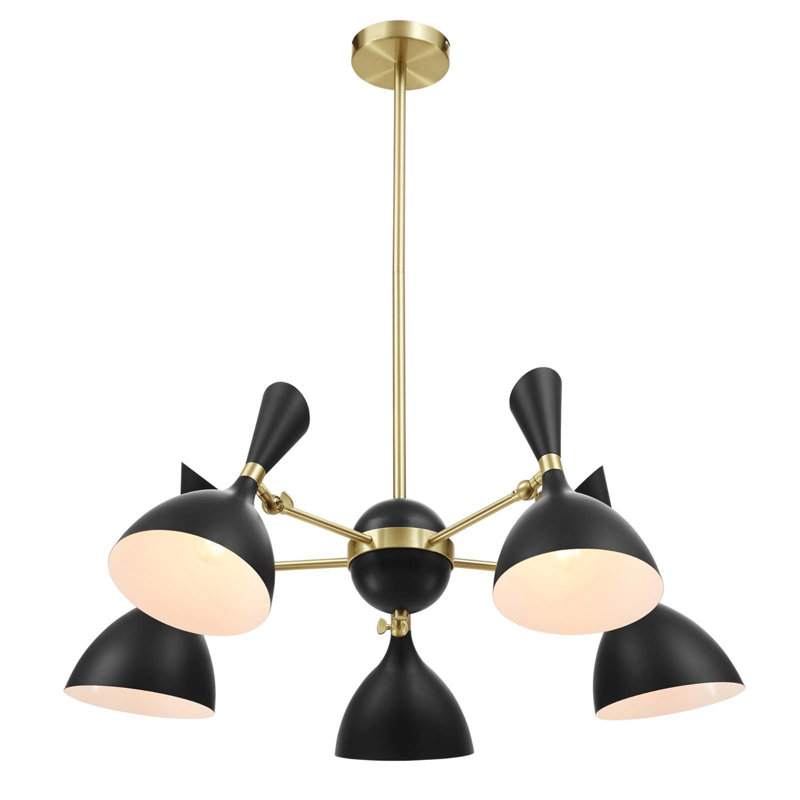 Luminaire suspendu à 5 lumières avec accoudoirs 6 po Declare par Modway, Noir