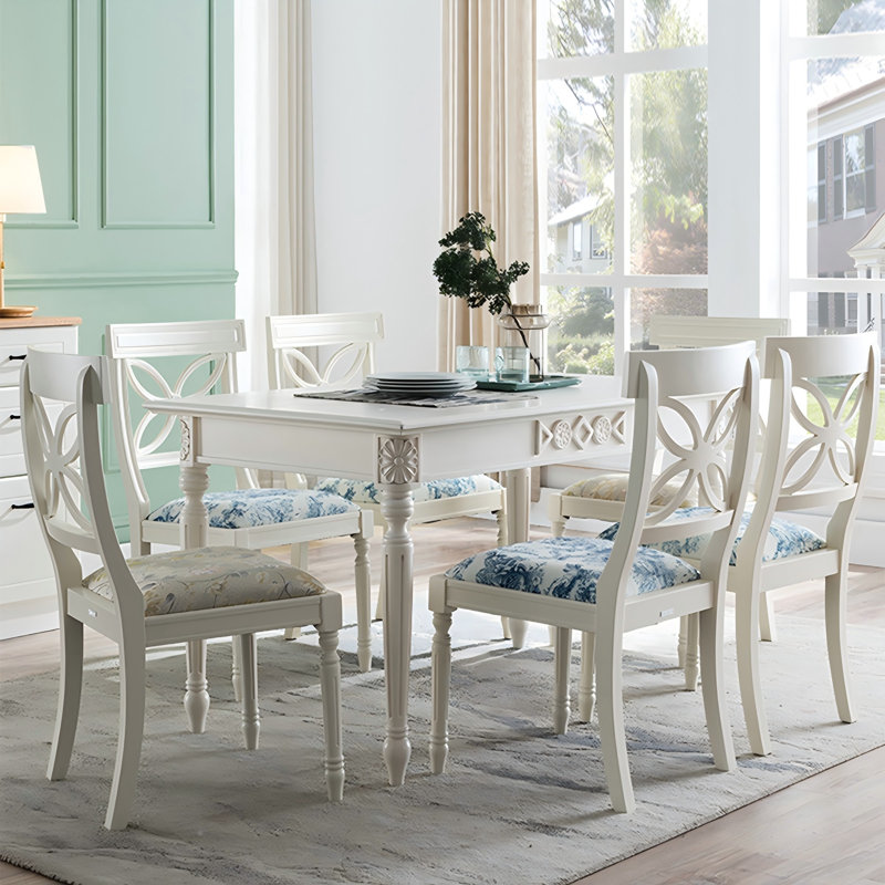 Solid Wood Birch white Dining Table