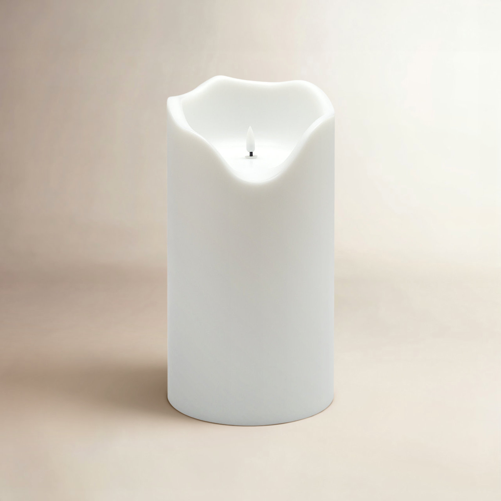 White Flameless Outdoor Candle, Medium 