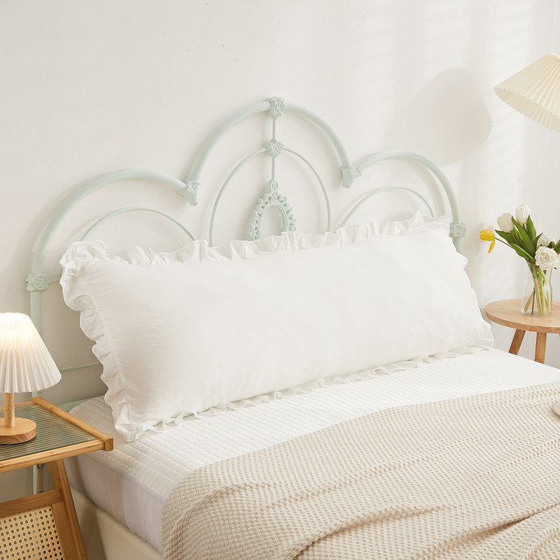 Boho White Body Pillowcase 20x54in - Ruffled Fringe Decor Sham, White